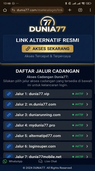 Tampilan link alternatif dunia77