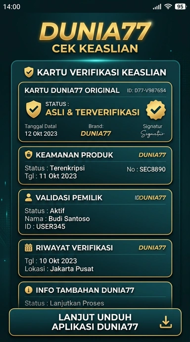 Tampilan kanal resmi dunia77