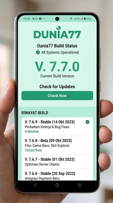 Tampilan riwayat versi dunia77